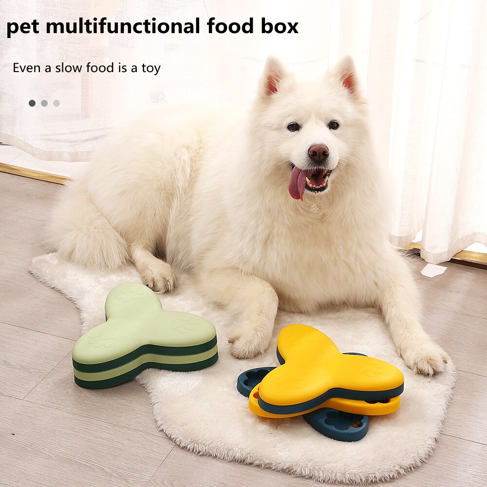 Dog Puzzle Toys, Spinning Food Dispensing Toy Slow Feeder Bowl For